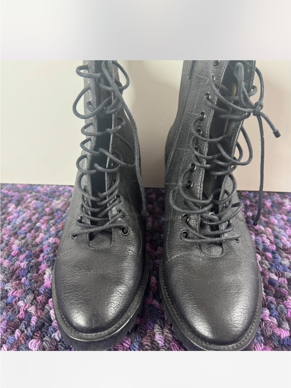 Jimmy Choo Black Leather Lace-Up Block Heel Boots - size 39.5 - Picture 12 of 12